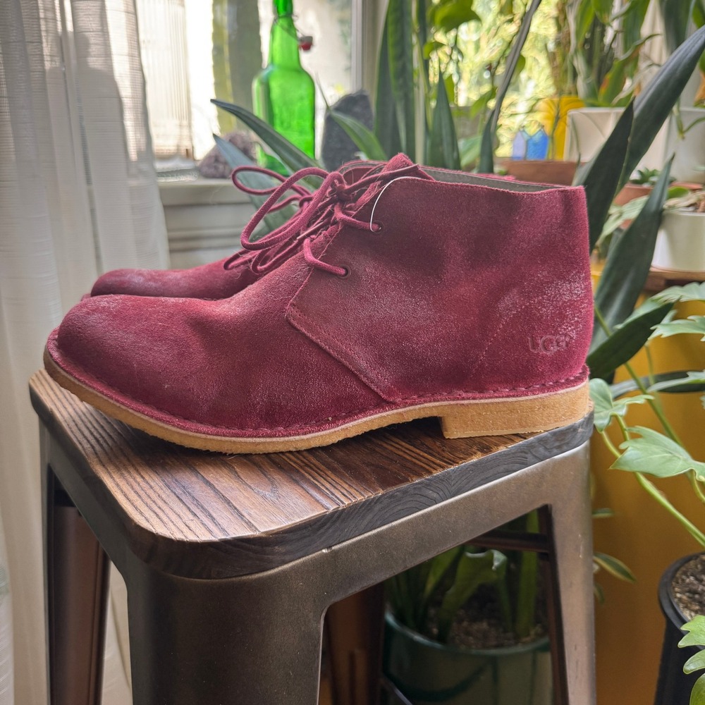 UGG Leighton Mens Burgundy Red Suede Chukka Desert Boots Size 13